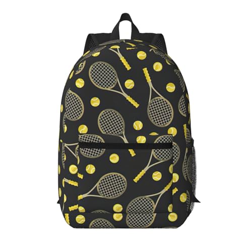 Sac à dos d'école léger EdWal noir avec poche de tennis pour raquettes et balles