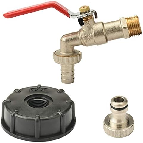 Sukudon IBC Tank Adapter 1/2 '' Thread Connector Brass Replacement Valve Fitting Parts Water Garden Faucet Butt Water Storage Tank Hose Fitting Parts Cover