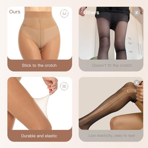 Yilanmy 2 Pairs Sheer Tights for Women, 10D Ultra Thin Control Top Pantyhose High Waist Sheer Stockings4