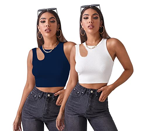 Image of Shasmi Women Crop Top, Ribbed, Stylish Tank Top, Soft and Comfy Fabric has Some Stretch