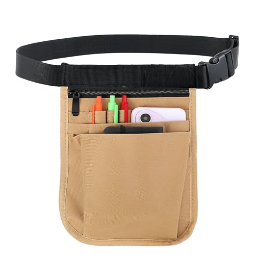 Brown Server Waist Pouch - Coffee Shop Server Apron with Multiple Pockets, Adjustable Belt Utility Waist Strap, Restaurant Waitress Bartender Accessories Bag for Hospitality Professionals & Cafe Baris