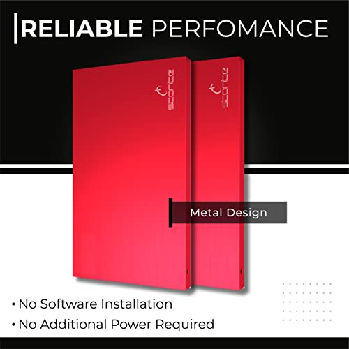 Storite F32 2,5 Zoll Ultra Slim Tragbare Externe Festplatte USB 2.0 mit 1 TB Speichererweiterung HDD Backup Storage, Schnelle Datenübertragung, Festplatte kompatibel mit MAC/PC/Laptop/Desktop (Rot) – Bild 5