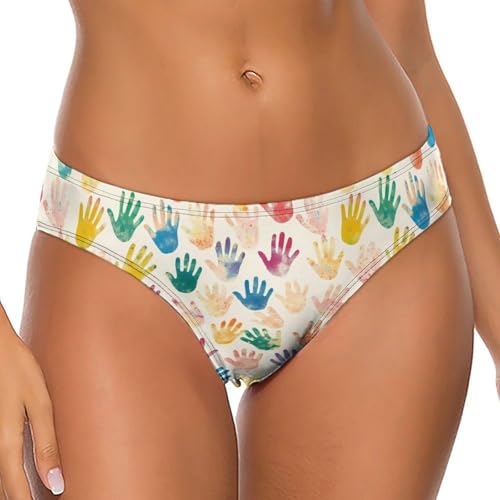 AOOEDM Tanga con Estampado de Manos de Colores para Mujer, Ropa Interior Sexy con Espalda en T