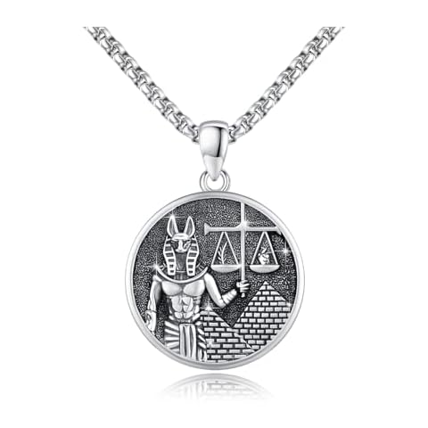 TRISHULA Anubis Necklace 925 Sterling Silver Egyptian Anubis Pendant Necklace Guardian of the Dead Necklace Amulet Protection Egypt Jewelry for Women Men Cover
