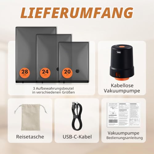 GONGSHI Vakuumbeutel für Kleidung – Reise & Heimaufbewahrung, Vakuumbeutel mit Pumpe, platzsparend für Decken, Kissen… – Ansicht 5