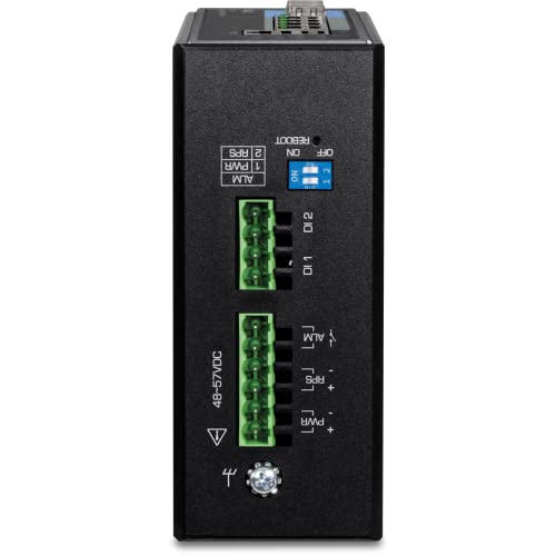 Image of TRENDnet 6-Port Industrial Gigabit L2+ Managed PoE++ DIN Rail Switch, 4 x Gigabit PoE++ Ports, DIN-Rail Mount, 2 x SFP Slots, IP30, VLAN, QoS, LACP,Black, TI-BG62i (Renewed)