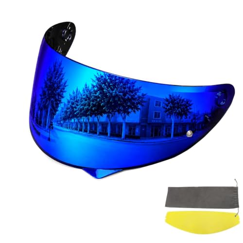 Image of PSLER Shatterproof Motorcycle Helmet Visor for HJ-34P C10,(Film&Deep Blue)