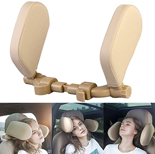 Almohada reposacabezas para asiento de auto beige miniatura 2