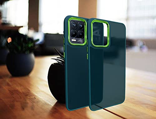 Image of A rtistque Frosted Translucent Back Cover Case for Realme 8 Pro /Realme 8 4G | Chrome Ring Design | Premium Matte Finish | Shockproof TPU | Slim Protective Design | Realme 8 Pro Back Cover - Green