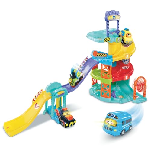 VTech - Tut Tut Bolides, Globetrotter Super Set avec Bus Globe-Trotteur Multilingue, Circuit Voitures, 6 Zones Magiques, Cadeau Enfant de 1 an à 5 Ans - Contenu en 6...