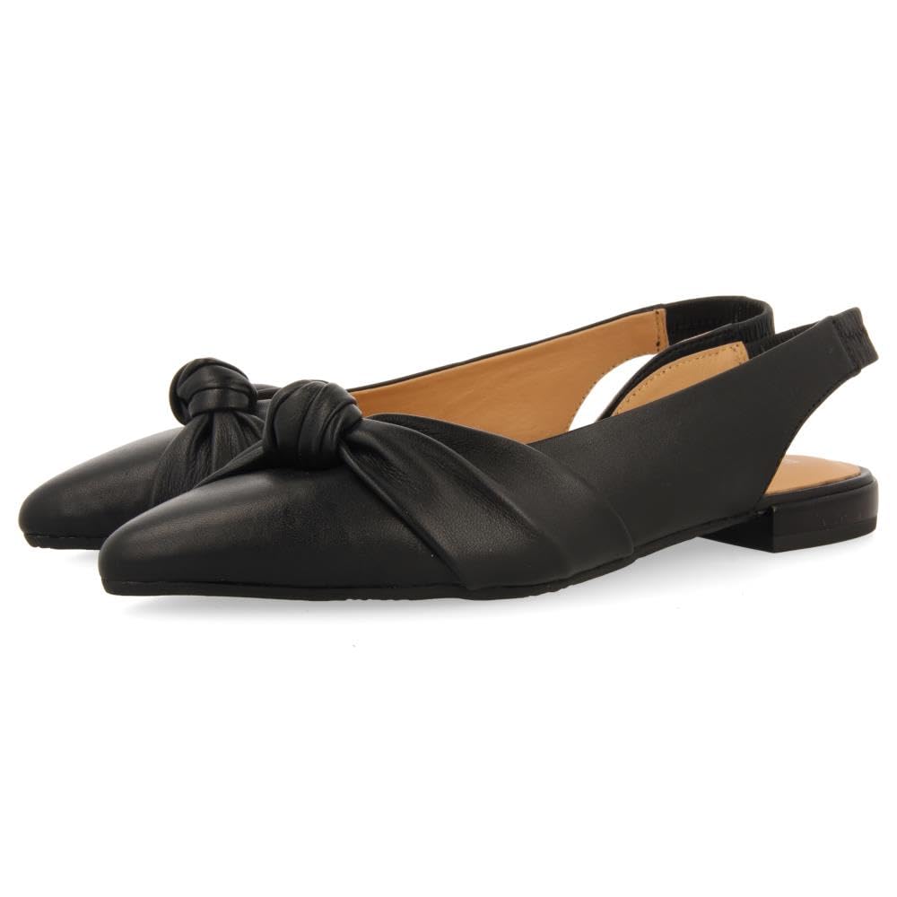 GIOSEPPO Bailarinas DESTALONADAS DE Piel Color Negro con Detalle DE Nudo para Mujer IBALLE