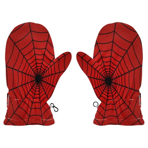 Plaaee Toddler Mittens Red Spider Web Winter Snow Glove mitten Warm Fleece Kid Ski Gloves for Boys Girls