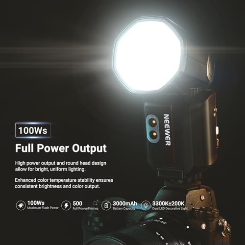 Image of NEEWER Z3-N 100Ws 2.4G TTL Round Head Flash Speedlite Compatible with Nikon Cameras, Compatible with Godox, 1 /8000s HSS Touch Screen 2 Modeling Lamps TTL /M Toggle 3000mAh 500 Full Power Flash Light