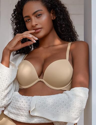 Deyllo Women’s Push Up Underwire Bra Super Padded T-Shirt Bra Add Two Cups2