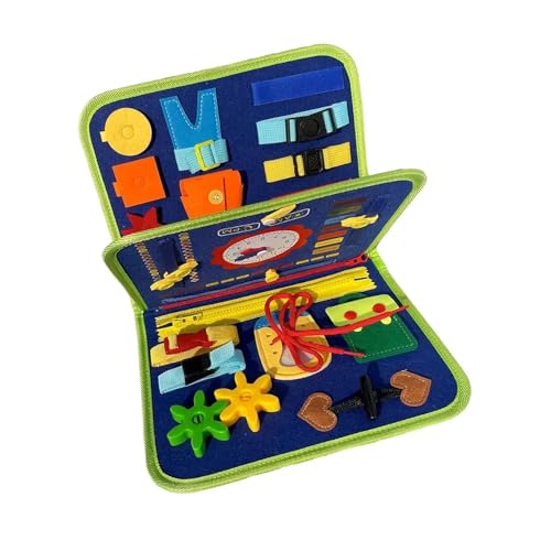 Image of Busy Binder & Busy Book for Toddlers Toys - Montessori ABCD Toys Travel Essentials Made of Soft Felted Wool for 1-4 Year Old Boys Educational Games - Preschool Learning (Blue Play Book)