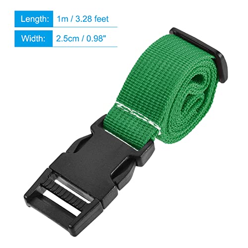 Image of MECCANIXITY Utility Strap with Buckle 1x40 Inch Polyester Quick Release Adjustable Belt for Travel Outdoor Bag Luggage Packing (Green)