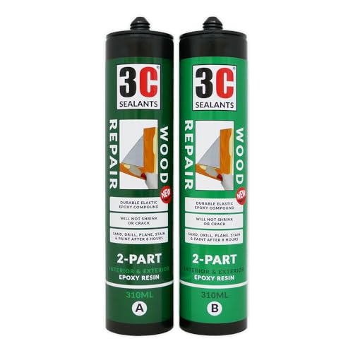 3C Sealants Wood Repair 2-Part Filler 620ml Long Lasting Heavy Duty Wood Filler for Durable Repairs & Restoration Projects