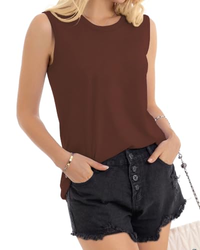 Image of Womens Tank Tops Summer Casual Sleeveless Top Loose Fit Basic Tunic Shirts