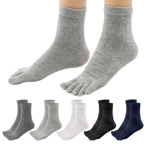 Soleeya 5 Pares Calcetines Dedos Hombre Deportes EU 39-45, Calcetines Algodon Hombre Correr Running Ciclismo de Cinco Dedos