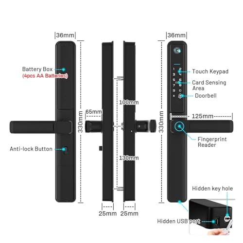 Serrure connectée TUYA extérieure WiFi code RFID empreinte