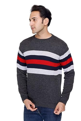 Image of Men's Acrylic Wool Printed Round Neck Full Sleeve Sweater