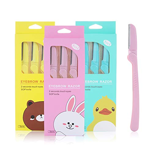 Eyebrow Razor, Lameila 3Pcs Folding Eyebrow Shaper Trimmer Eyebrow Shaver, Facial hair Razor, Hair Shaving Grooming Trimmer Tools Set with safety net, for Both Women and Men