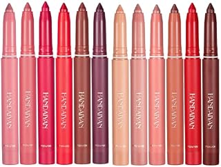 12 Colors Crayon Lipstick Set,Pakivs Non-Fading Non-Stick Cup Matte Lipstick Pen Waterproof Long Lasting Velvet Lipstick Pencil Lip Liner (Set A + Set B)
