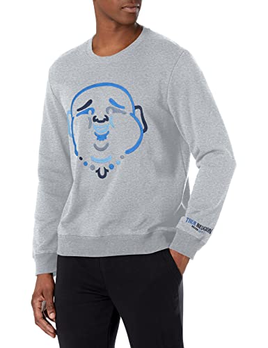 True Religion Men's Ls Crewneck Sweatshirt, Heather Grey #TOP21