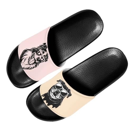 Slide Sandals Slippers for Women and Men, Cozy PU Uppers EVA Sole Non Slip Quick Drying Shower Shoes Bathroom Office3