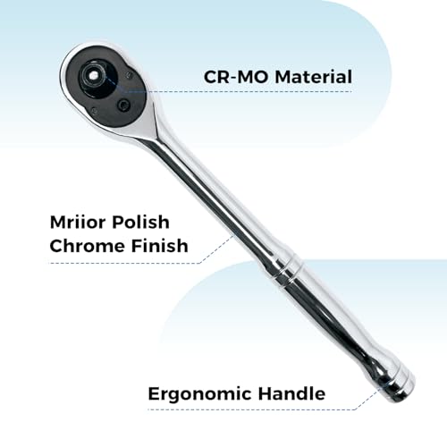 Image of Der Erwachte 3-Piece Ratchet Set, Quick Release Reversible, 72-Tooth, 1 /4 inch, 3 /8 inch, 1 /2 inch Drive Ratchet Wrench, 5 Degree Swing, Chrome Alloy Made, Full Polished