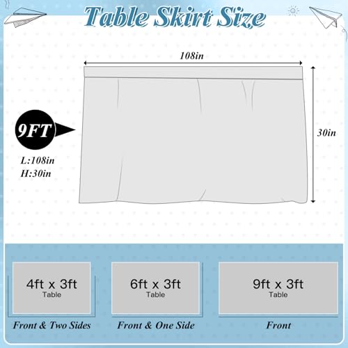 Image of 9FT Composition Notebook Table Skirt Set with 18PCS Boho Paper Pennants Black and White Teacher Desk Skirt for Classroom Decor Back to School Party Supplies Rectangle Cabinet Curtain for Office Dorm