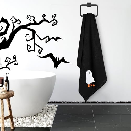 Jarthenaamcs J2970 3Pcs Halloween Hand Towels Embroidered Trick Or Treat Boo Ghost Black Cat Cotton Bathroom Towels Cute Dish Towels thumb #5