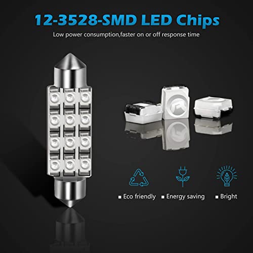 Partsam 578 Blue Car Interior Dome Light Led Bulb 6000K Super Bright 41Mm 42Mm 211-2 212-2 Festoon Led Bulbs For Truck Dome Map Courtesy Door License Plate Lights, 4 Pack #TOP4