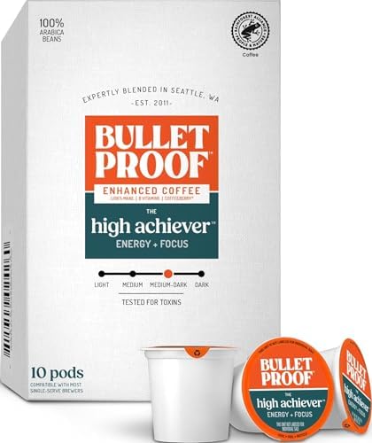Bulletproof High Achiever Medium-Dark Roast Single-Serve Pods, 10 Count