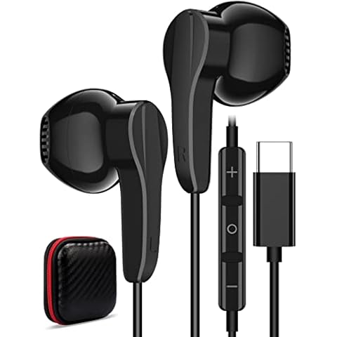 USB C Headphones Wired,Type C Earphones with Microphone Magnetic In Ear Noise Cancelling Volume Control Headphones for S23 S22 S21 FE for iPad Mini6 Pro MacBook OnePlus 11 10T 10 9 Pro Pixel 7 6 Pro 5 Cover