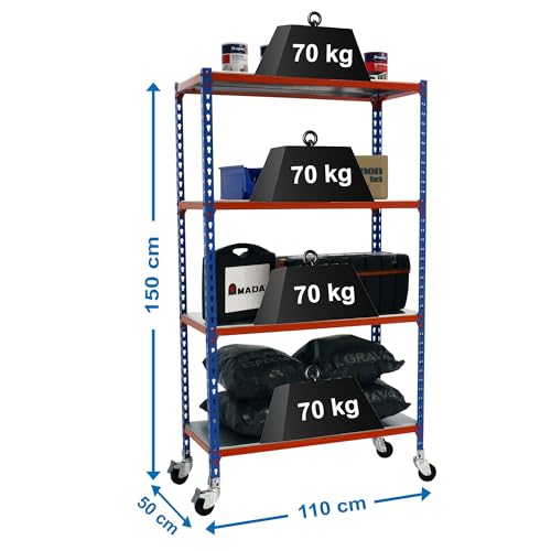 Étagère rangement Simon Rack avec point de flexion structure acier bleu orange Simonclick - 3