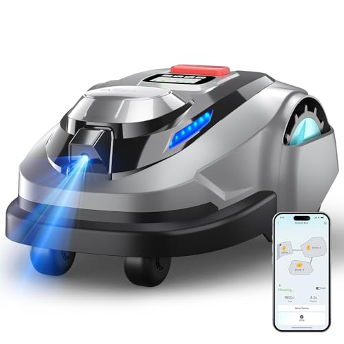 YARDCARE N1600PRO – Robot cortacésped sin Cable perimetral con navegación RTK & Visión IA, para Jardines hasta 1600 m² Corte sistemático en U, gestión multizona, Ajuste de Altura por App
