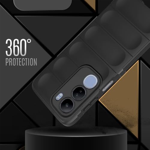 Image of Liquid Silicon Back Cover Case for Vivo Y29 5G Shockproof Military Grade Protection with Shockproof 10X Bumpers Micro-Fibre Cloth On Inner Side for Vivo Y29 5G - Black