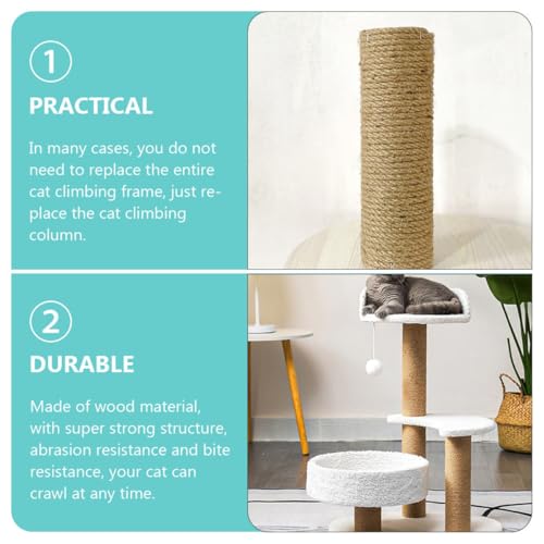 Poste rascador para gato de madera y sisal 40 cm miniatura 3