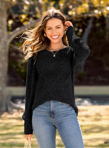 Image of MIHOLL Women's Puff Long Sleeve Shirts Casual Knit Blouses Crew Neck Elegant Tunic Tops