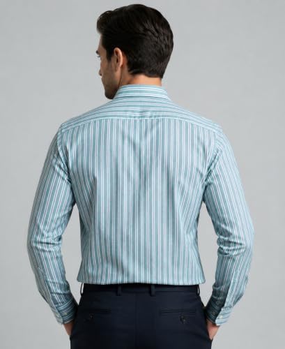 Image of Men's Regular Fit Stripes Pattern Casual Shirt With Pocket | Full Sleeves
