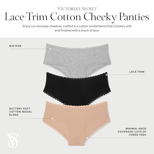 Victoria's Secret Women's Lace & Cotton Cheeky Underwear, Minimal Coverage Panties for Women, Multi Pack (XS-XXL)4