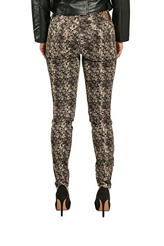 Women's Black Stretch Twill Midrise Skinny Jeans Snake Skin Print3