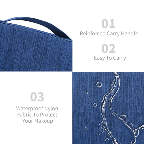 Image of Lcsmaokin Large Capacity Toiletry Bag Travel Bag with Hanging Hook for Men and Women Waterproof Travel Cosmetic Bag Bathroom Storage Bag for Brushes Set, Full-Sized Shampoo, Toiletries, (Navy Blue)