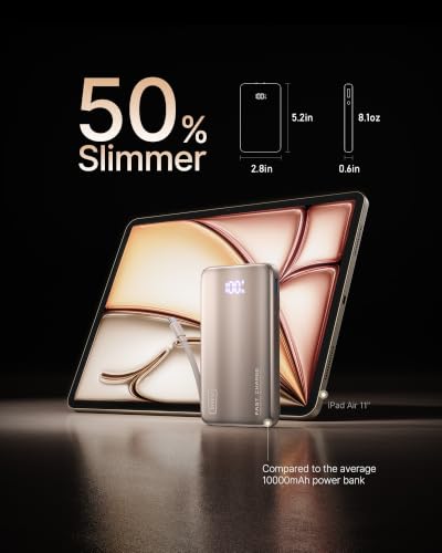 Image of INIU Portable Charger, Ultra Slim 45W Fast Charging Power Bank with Built-in AC Wall Plug, 10000mAh GaN 3-in-1 Battery Pack for Flight-Safe Travel, for iPhone 17 16, Samsung S26, iPad etc, Champagne