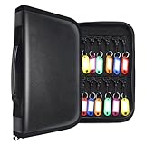 Quctak 24 Key Hooks & Tags Key Storage, Portable Key Organizer with Handle, Zippered Key case for Offices Real Estate Agencies Hotels and Rental