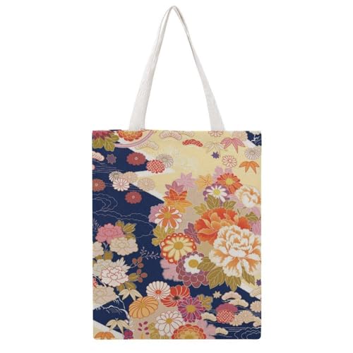 JiuPopular Bolsa de lona estilo kimono tradicional japonés, bolsa de hombro para mujer, para el trabajo y uso diario, Estilo:, 38x46cm