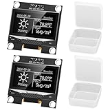 YELUFT 2pcs Pre-Soldered 1.3 Inch I2C OLED Display Module 128 x 64 Pixel SSD1306 Driver Self-Luminous Display Board with Protective Case for Arduino/Raspberry Pi/ESP32