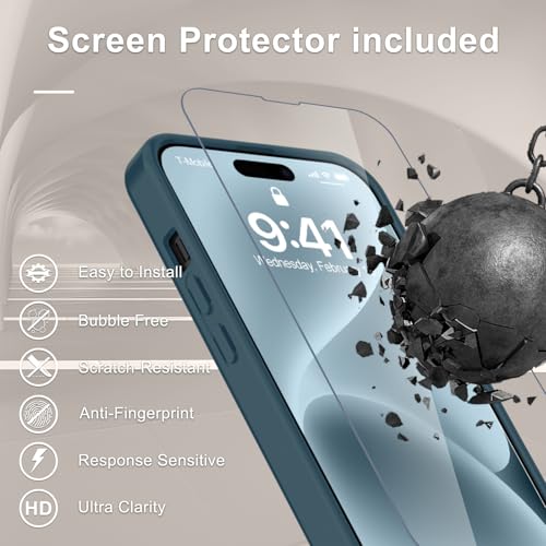 Image of for iPhone 15 Plus Case, iPhone 14 Plus Case, Matte Magnetic Phone Cover with 1 Screen Protector [Support for MagSafe] [Shockproof Military Grade Protection] Translucent Frosted Back, Lavender Gray
