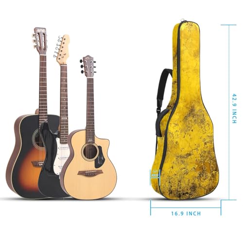 Housse guitare acoustique jaune vintage imperméable avec double sangle réglable - 5